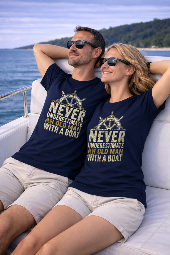 Never Underestimate An Old Man With A Boat T-Shirt